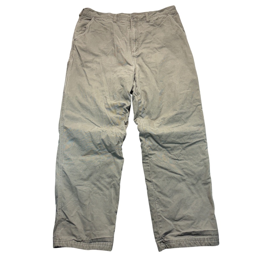 Guide Series Mens 40x34 Fleece Lined Canvas Utility Work Pants Outdoors Cotton